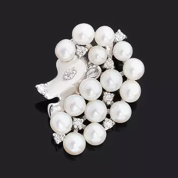 Кулон жемчуг белый (серебро 925 пр. родир. бел.)