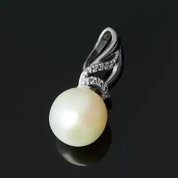 Кулон жемчуг белый (серебро 925 пр. родир. бел.)