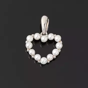 Кулон жемчуг белый (серебро 925 пр.) сердечко