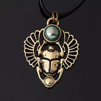 Кулон жемчуг черный (кожа иск., бронза)