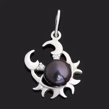 Кулон жемчуг черный (серебро 925 пр. родир. бел.) Рак