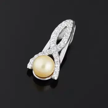 Кулон жемчуг персиковый (серебро 925 пр. родир. бел.)