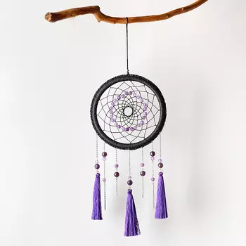 Ловец снов аметист (биж. сплав, текстиль)