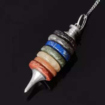 Маятник микс авантюрин, аметист, лабрадор (биж. сплав) (7 чакр)