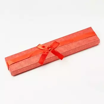Подарочная упаковка (картон) под браслет/бусы/цепь (футляр) (красный) 210х40х15 мм