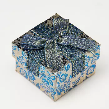 Подарочная упаковка (картон) под кольцо (коробка) (синий) 45х45х30 мм