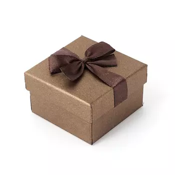 Подарочная упаковка (картон) под комплект (кольцо, серьги, кулон) (коробка) (коричневый) 60х60х40 мм