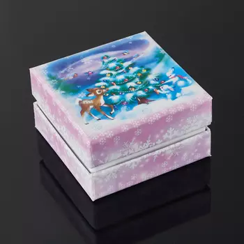 Подарочная упаковка (картон) под комплект (кольцо, серьги, кулон) (коробка) (микс) 60х60х30 мм