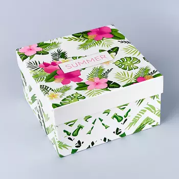 Подарочная упаковка (картон) универсальная (коробка) (микс) 140х140х80 мм