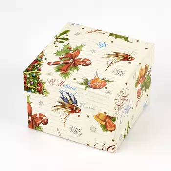 Подарочная упаковка (картон) универсальная (коробка) (микс) 120х120х90 мм