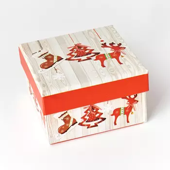 Подарочная упаковка (картон) универсальная (коробка) (микс) 90х90х55 мм