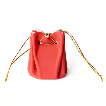 Подарочная упаковка (кожа иск.) универсальная (мешочек объемный) (красный) 60х45х45 мм