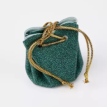 Подарочная упаковка (кожа иск.) универсальная (мешочек объемный) (зеленый) 40х35х35 мм