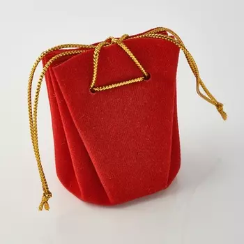 Подарочная упаковка (текстиль) универсальная (мешочек объемный) (красный) 40х40х60 мм