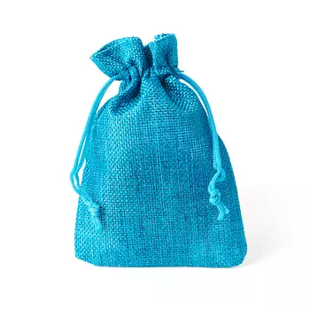Подарочная упаковка (текстиль) универсальная (мешочек плоский) (бирюзовый) 140х95 мм