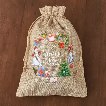 Подарочная упаковка (текстиль) универсальная (мешочек плоский) (микс) 125х180 мм