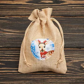 Подарочная упаковка универсальная (мешочек плоский) (текстиль) (бежевый) 130х90 мм