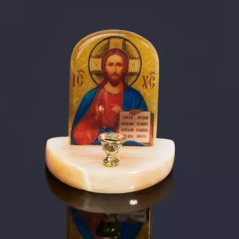 Подсвечник Иисус Христос селенит 70х55х40 мм