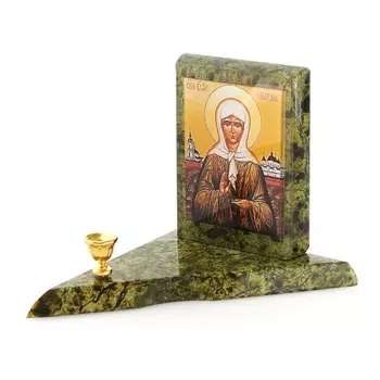 Подсвечник змеевик Святая Матрона 12х8,5х8 см
