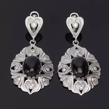 Серьги агат черный (серебро 925 пр.)