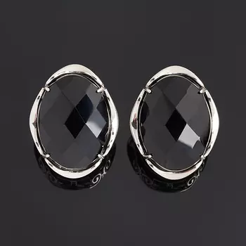 Серьги агат черный (серебро 925 пр. родир. бел.) огранка