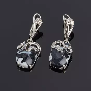 Серьги агат черный (серебро 925 пр.)