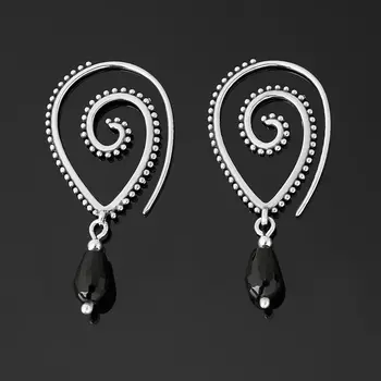 Серьги агат черный (серебро 925 пр. оксидир.) огранка