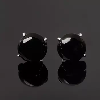 Серьги агат черный (серебро 925 пр.) пуссеты