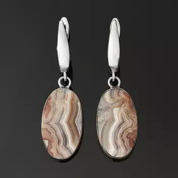 Серьги агат крейзи (биж. сплав, нейзильбер)
