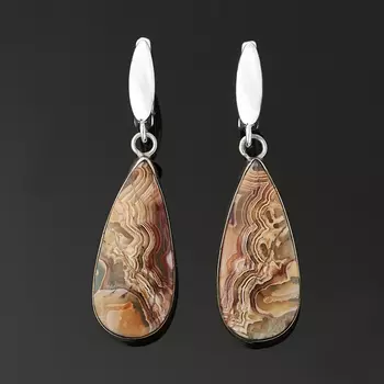 Серьги агат крейзи (биж. сплав, нейзильбер)