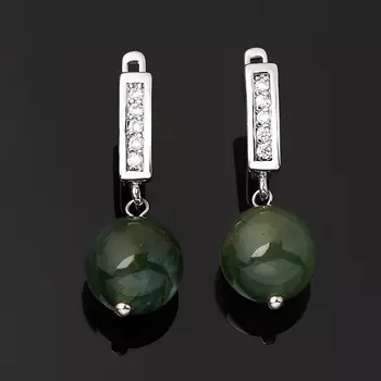 Серьги агат моховой (биж. сплав родир. бел.)