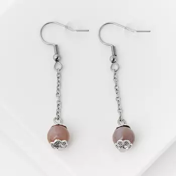 Серьги агат моховой (биж. сплав, сталь хир.)