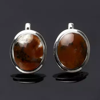 Серьги агат пейзажный (серебро 925 пр.)
