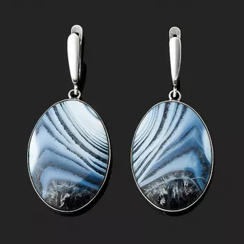 Серьги агат серый (биж. сплав оксидир., нейзильбер)