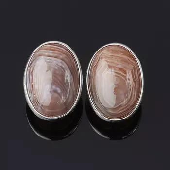 Серьги агат серый (серебро 925 пр. родир. бел.)
