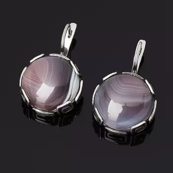 Серьги агат серый (серебро 925 пр. оксидир.)
