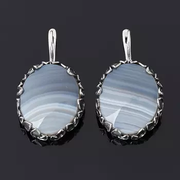 Серьги агат серый (серебро 925 пр. оксидир.)