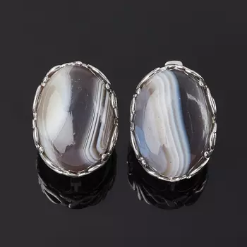 Серьги агат серый (серебро 925 пр. родир. бел.)