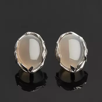 Серьги агат серый (серебро 925 пр.)