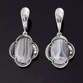 Серьги агат серый (серебро 925 пр. родир. бел.)