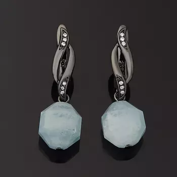 Серьги аквамарин (биж. сплав) огранка