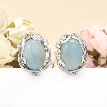 Серьги аквамарин (серебро 925 пр.)