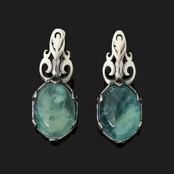 Серьги аквамарин (серебро 925 пр. оксидир.)