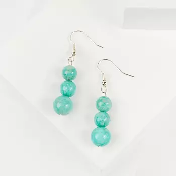 Серьги амазонит (биж. сплав)