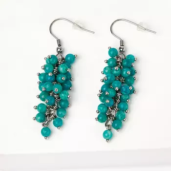 Серьги амазонит (биж. сплав, сталь хир.)