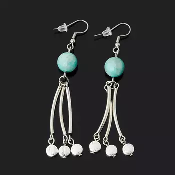 Серьги амазонит (биж. сплав, сталь хир.)