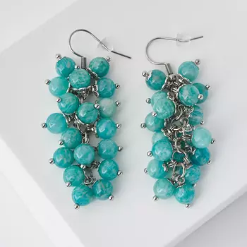 Серьги амазонит (биж. сплав, сталь хир.)