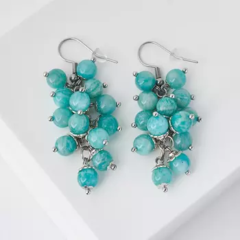 Серьги амазонит (биж. сплав, сталь хир.)