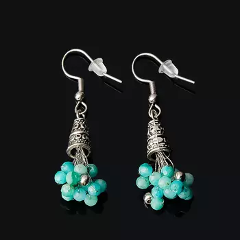 Серьги амазонит (биж. сплав, сталь хир.) огранка