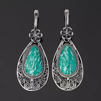 Серьги амазонит (нейзильбер)